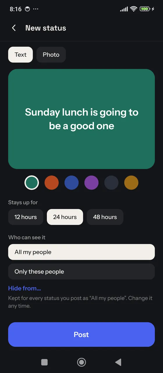 Share on your terms: a screen from NIDEA